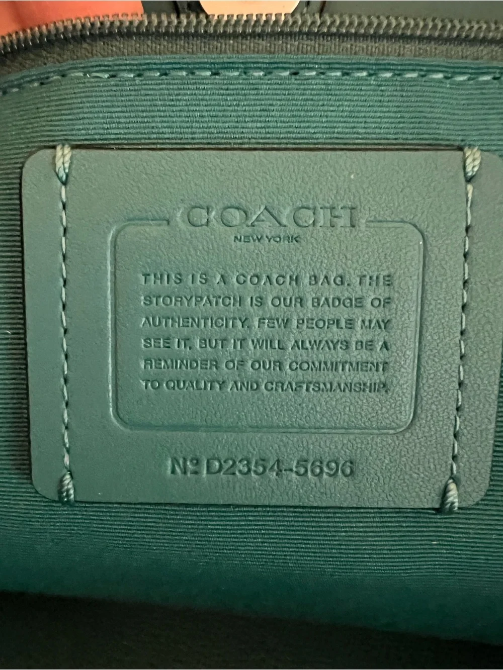 Coach Brown Signature Tote with Turquoise Trim